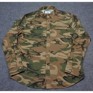 Poncho Outdoors Shirt Mens XL Camo Magnetic Pockets Long Sleeve Slim Fit